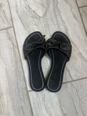 Nine West Black Bow Slide Sandals